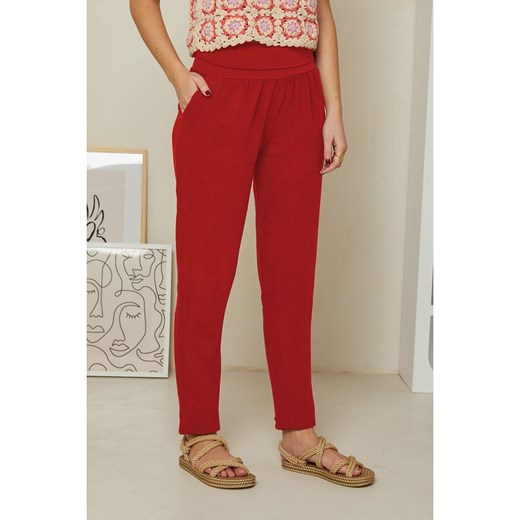 Rodier Lin Lniane spodnie w kolorze czerwonym Rodier Lin XL/XXL wyprzedaż Limango Polska