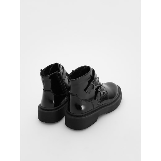Reserved - Botki z imitacji skóry - czarny Reserved 39 Reserved