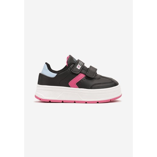 Czarno-Fuksjowe Buty Sportowe Zapinane na Rzepy z Ozdobnymi Wstawkami Meribelles ze sklepu born2be.pl w kategorii Buty sportowe dziecięce - zdjęcie 174593378
