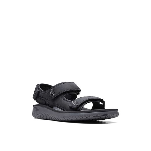 Sandały męskie Clarks tkaninowe czarne na rzepy casual letnie 