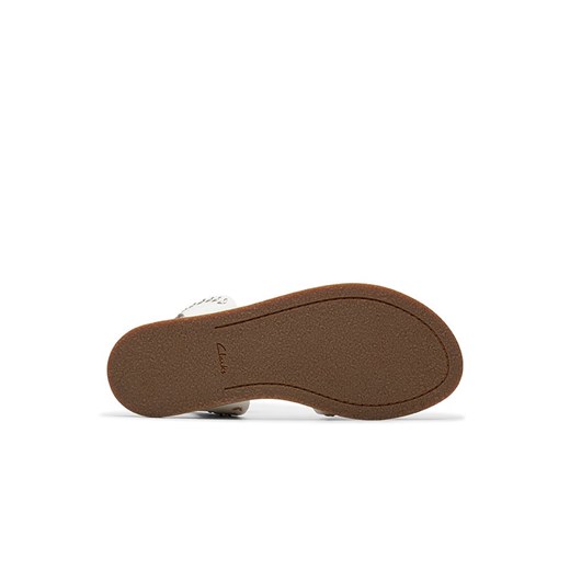 Sandały damskie Clarks białe z klamrą płaskie 