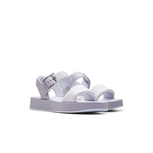 Sandały damskie Clarks fioletowe tkaninowe z klamrą