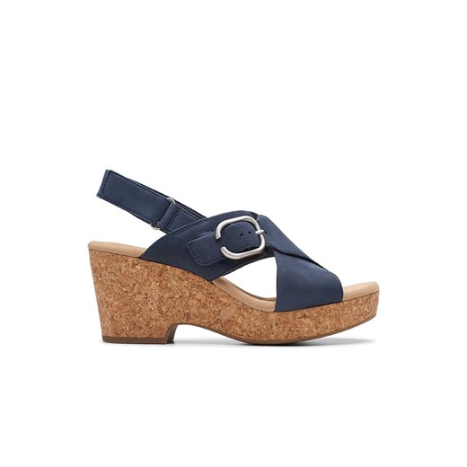 Clarks Skórzane sandały &quot;Giselle Dove&quot; w kolorze granatowym na obcasie ze sklepu Limango Polska w kategorii Espadryle damskie - zdjęcie 174596156