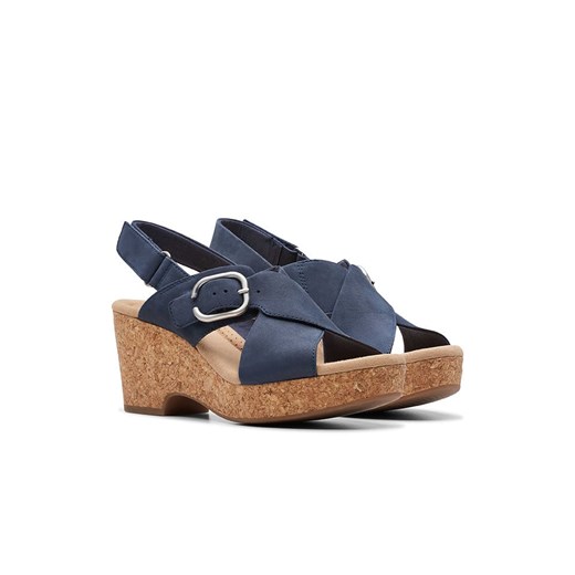 Clarks Skórzane sandały "Giselle Dove" w kolorze granatowym na obcasie Clarks 36 Limango Polska okazja