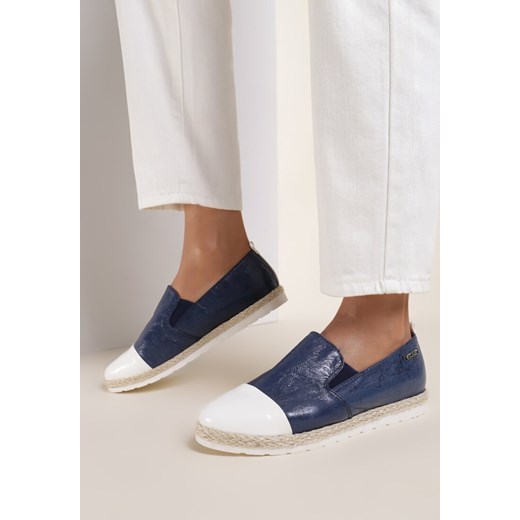 Granatowe Slip On Ebullience ze sklepu renee.pl w kategorii Espadryle damskie - zdjęcie 174597666