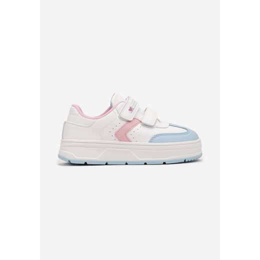 Biało-Niebieskie Buty Sportowe Zapinane na Rzepy z Ozdobnymi Przeszyciami Tassea ze sklepu born2be.pl w kategorii Buty sportowe dziecięce - zdjęcie 174598296