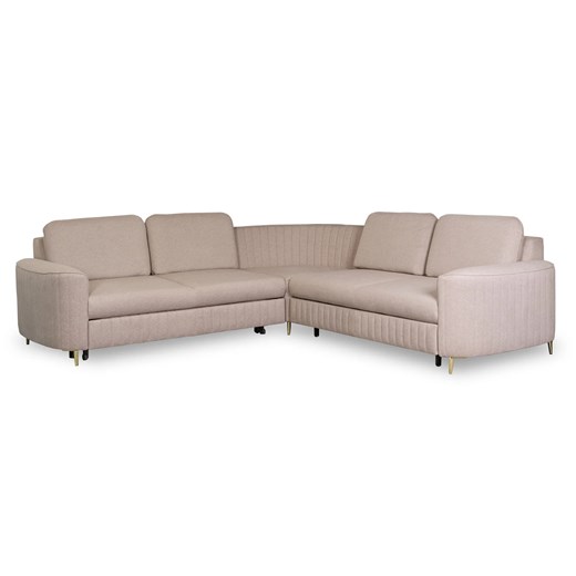 Beżowa rozkładana sofa narożna w stylu glamour - Anio ze sklepu Edinos.pl w kategorii Sofy i kanapy - zdjęcie 174601818