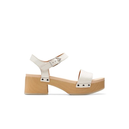Clarks Skórzane sandały &quot;Sivanne Bay&quot; w kolorze kremowym na obcasie ze sklepu Limango Polska w kategorii Sandały damskie - zdjęcie 174603707