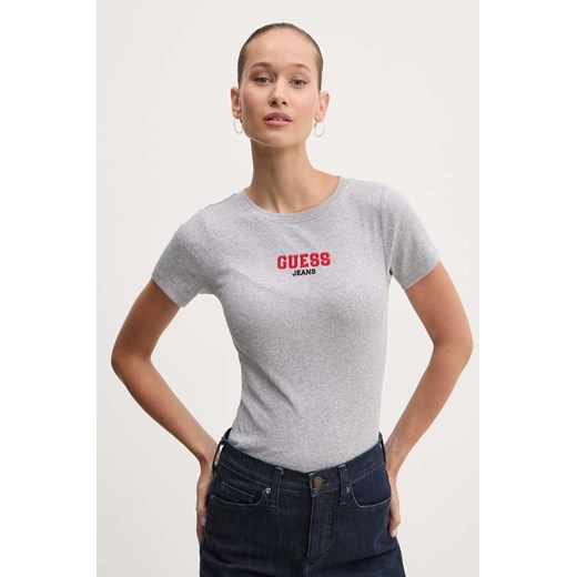 Guess Jeans t-shirt damski kolor szary W4YI64 KA0H1 ze sklepu ANSWEAR.com w kategorii Bluzki damskie - zdjęcie 174604496