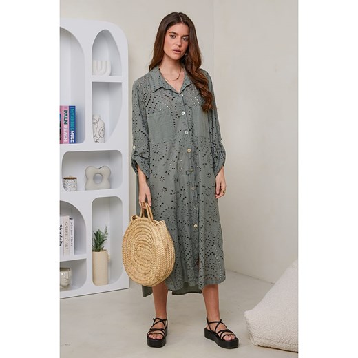 Rodier Lin Lniana sukienka w kolorze khaki Rodier Lin S/M promocyjna cena Limango Polska