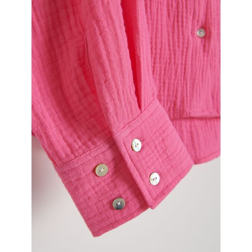 Reserved - Koszula oversize z bawełnianego muślinu - intensywny róż Reserved XXL Reserved