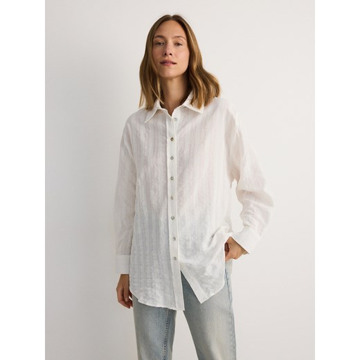Reserved - Oversizowa koszula w pasy - złamana biel Reserved S Reserved