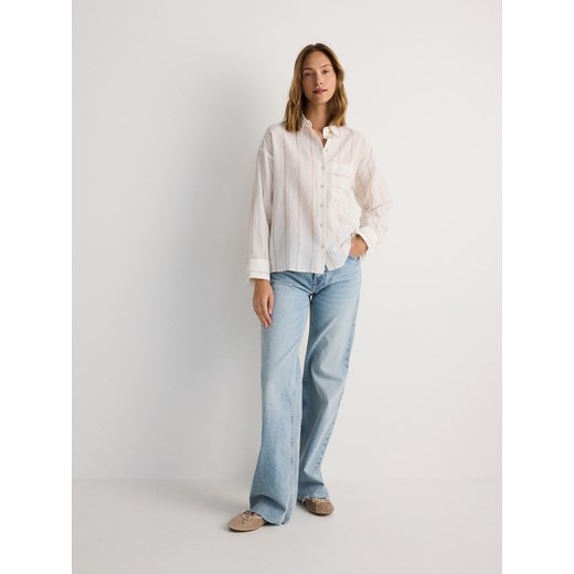 Reserved - Koszula oversize z bawełną - beżowy Reserved M Reserved