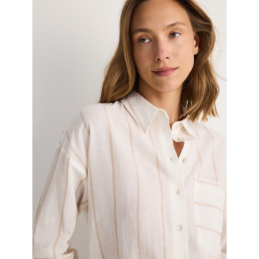 Reserved - Koszula oversize z bawełną - beżowy Reserved S Reserved