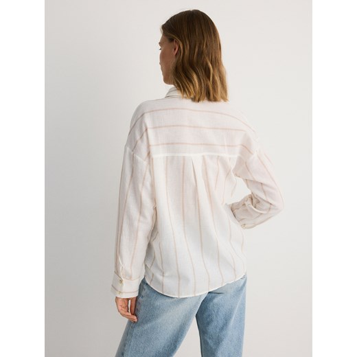 Reserved - Koszula oversize z bawełną - beżowy Reserved L Reserved
