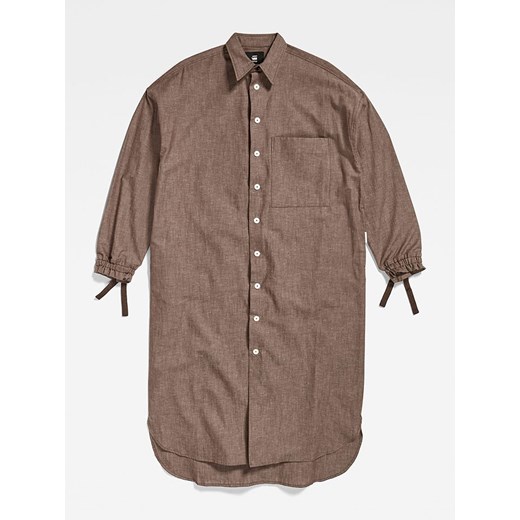 Sukienka G-Star z lnu midi casual koszulowa z długim rękawem