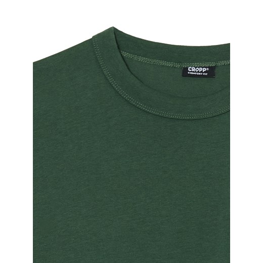 Cropp - Ciemnozielona gładka koszulka - zielony Cropp XXL Cropp