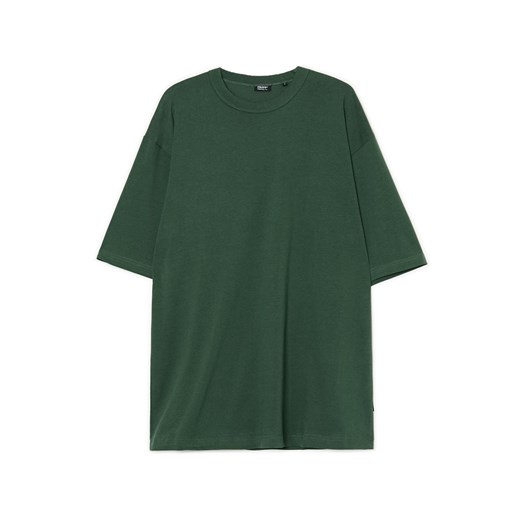 Cropp - Ciemnozielona gładka koszulka - zielony Cropp L Cropp