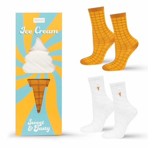 Skarpetki Damskie SOXO lody w rożku - 2 Pary ze sklepu Sklep SOXO w kategorii Skarpetki damskie - zdjęcie 174611248