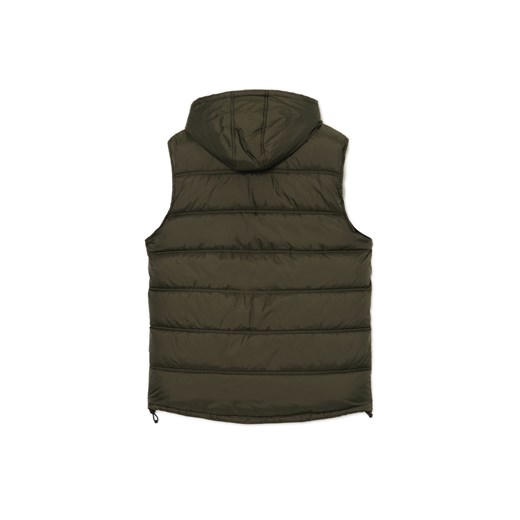 Cropp - Oliwkowa pikowana kamizelka z kapturem - zielony Cropp XS Cropp