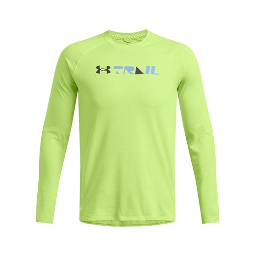 Męski longsleeve do biegania Under Armour UA Trail Run Graphic Ls - zielony ze sklepu Sportstylestory.com w kategorii T-shirty męskie - zdjęcie 174616428