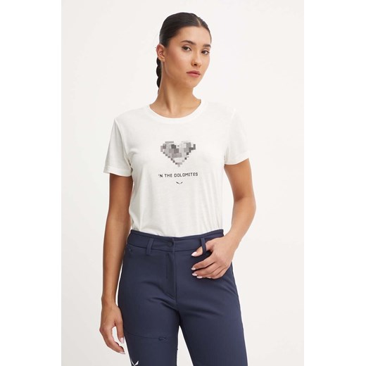 Salewa t-shirt sportowy Pure Heart kolor beżowy 00.0000028638 ze sklepu ANSWEAR.com w kategorii Bluzki damskie - zdjęcie 174618535