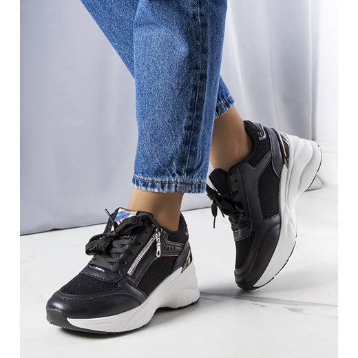 Czarne sneakersy na koturnie Stacey ze sklepu gemre w kategorii Buty sportowe damskie - zdjęcie 174620776