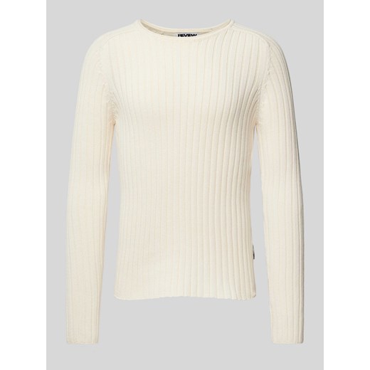 Sweter z dzianiny z prążkowanym,okrągłym dekoltem ze sklepu Peek&Cloppenburg  w kategorii Swetry męskie - zdjęcie 174620916
