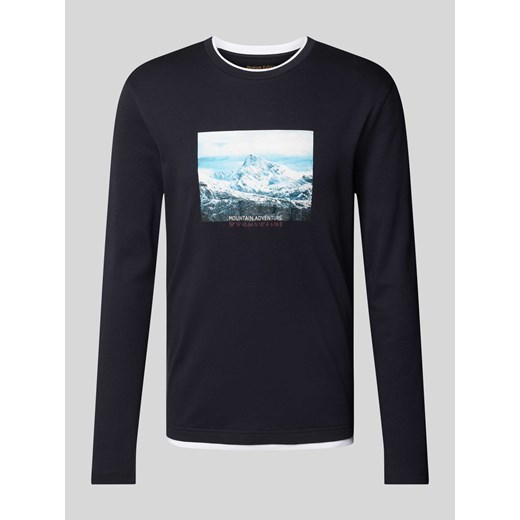 Bluzka z długim rękawem,nadrukiem z motywem i okrągłym dekoltem ze sklepu Peek&Cloppenburg  w kategorii T-shirty męskie - zdjęcie 174620969