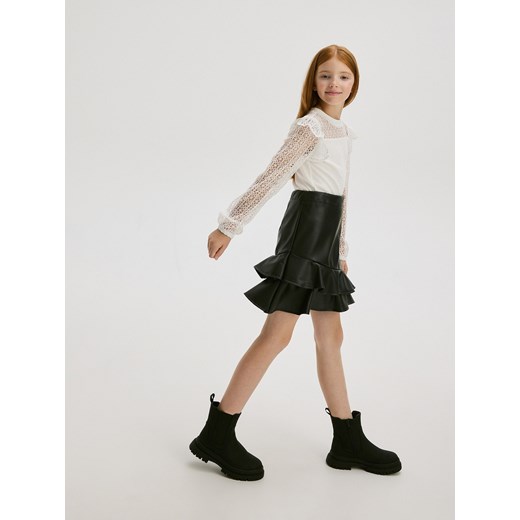 Reserved - Spódnica z imitacji skóry - czarny ze sklepu Reserved w kategorii Spódnice dziewczęce - zdjęcie 174624178