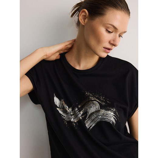 Reserved - T-shirt z nadrukiem - czarny Reserved S Reserved