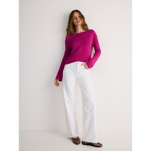 Bluzka damska różowa Reserved z długim rękawem 