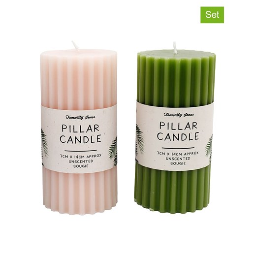 SiL Interiors Świece (2 szt.) w kolorze jasnoróżowym i zielonym - wys. 14 cm Sil Interiors onesize wyprzedaż Limango Polska