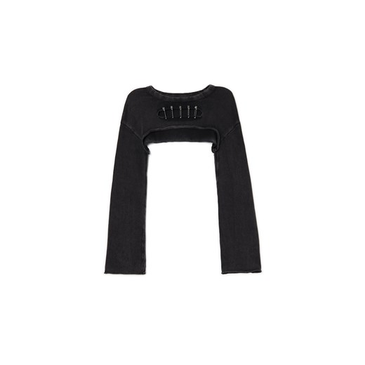 Cropp - Krótki sweter z agrafkami - czarny Cropp L Cropp