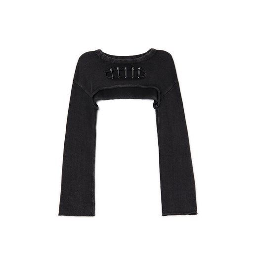 Cropp - Krótki sweter z agrafkami - czarny Cropp S Cropp