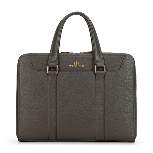 Torba na laptopa 13,3” ze skóry groszkowej ciemny beż ze sklepu WITTCHEN w kategorii Torby na laptopa - zdjęcie 174629668