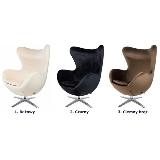 Ciemnobrązowy fotel obrotowy tapicerowany - Eggi 5X Elior One Size Edinos.pl