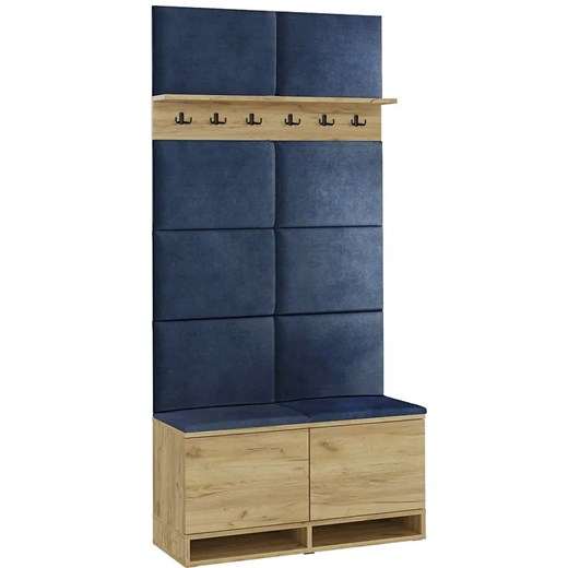 Garderoba do przedpokoju dąb craft + granat H6-W83 ze sklepu Edinos.pl w kategorii Zestawy mebli do przedpokoju - zdjęcie 174630585