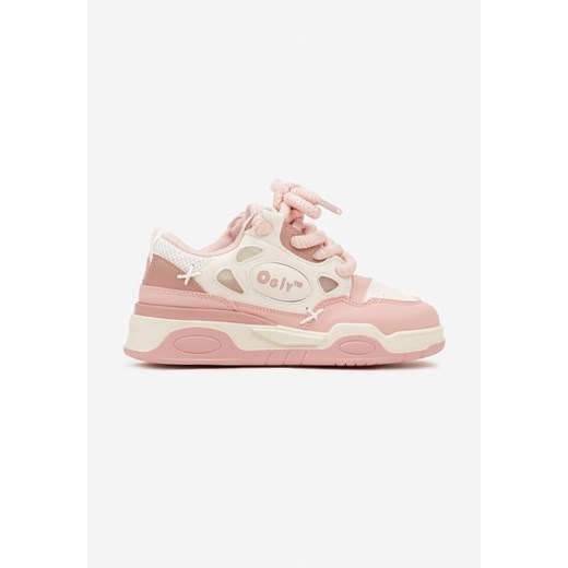 Buty sportowe damskie Born2be sneakersy sznurowane różowe na płaskiej podeszwie casual
