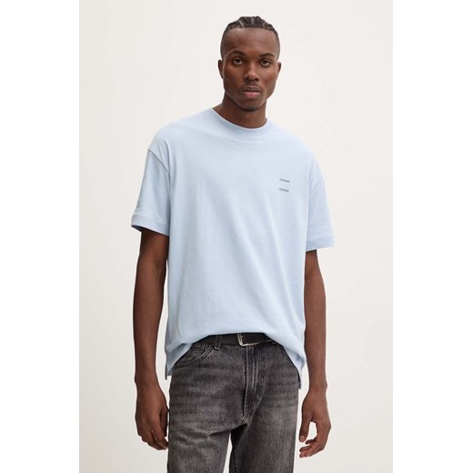 Samsoe Samsoe t-shirt bawełniany JOEL męski kolor niebieski gładki M22300126 ze sklepu ANSWEAR.com w kategorii T-shirty męskie - zdjęcie 174638218