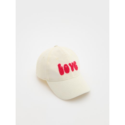 Reserved - Sztruksowa czapka z daszkiem - złamana biel ze sklepu Reserved w kategorii Czapki dziecięce - zdjęcie 174641289