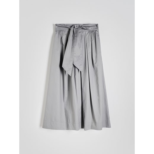 Reserved - Rozkloszowana spódnica midi z wiązaniem - szary Reserved L Reserved