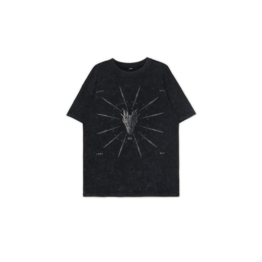 Cropp - Koszulka z nadrukiem Ród Smoka UNISEX - czarny ze sklepu Cropp w kategorii T-shirty męskie - zdjęcie 174644518