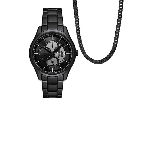 Armani Exchange zegarek i naszyjnik kolor czarny AX7160SET ze sklepu ANSWEAR.com w kategorii Zegarki - zdjęcie 174646266