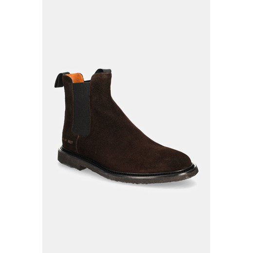 Common Projects sztyblety zamszowe Chelsea in Waxed Suede męskie kolor brązowy 2446 ze sklepu ANSWEAR.com w kategorii Buty zimowe męskie - zdjęcie 174647225
