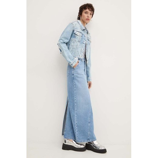 Tommy Jeans spódnica jeansowa kolor niebieski maxi prosta DW0DW19294 ze sklepu ANSWEAR.com w kategorii Spódnice - zdjęcie 174647357