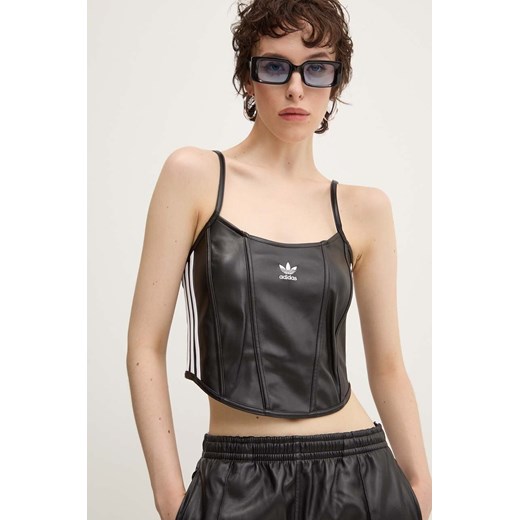 adidas Originals top damski kolor czarny z aplikacją IY7317 ze sklepu ANSWEAR.com w kategorii Bluzki damskie - zdjęcie 174647626
