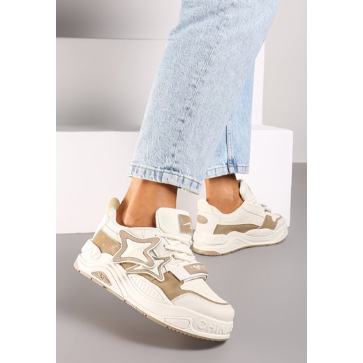 Ciemnobeżowe Sneakersy na Platformie z Grubymi Sznurowadłami i Zapięciem na Rzep Arlaia ze sklepu renee.pl w kategorii Buty sportowe damskie - zdjęcie 174650778