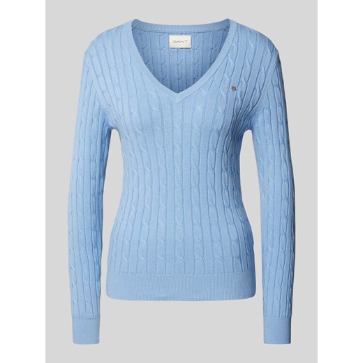 Sweter z dzianiny z wyhaftowanym logo ze sklepu Peek&Cloppenburg  w kategorii Swetry damskie - zdjęcie 174651326