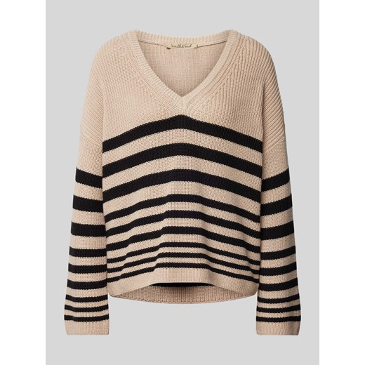 Sweter z dzianiny z dekoltem w serek ze sklepu Peek&Cloppenburg  w kategorii Swetry damskie - zdjęcie 174651335